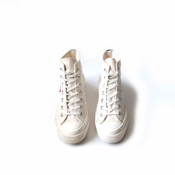 Comme Des Garcons PLAY Beige Converse High Top Sneakers Womens Size 7 - Picture 3 of 8